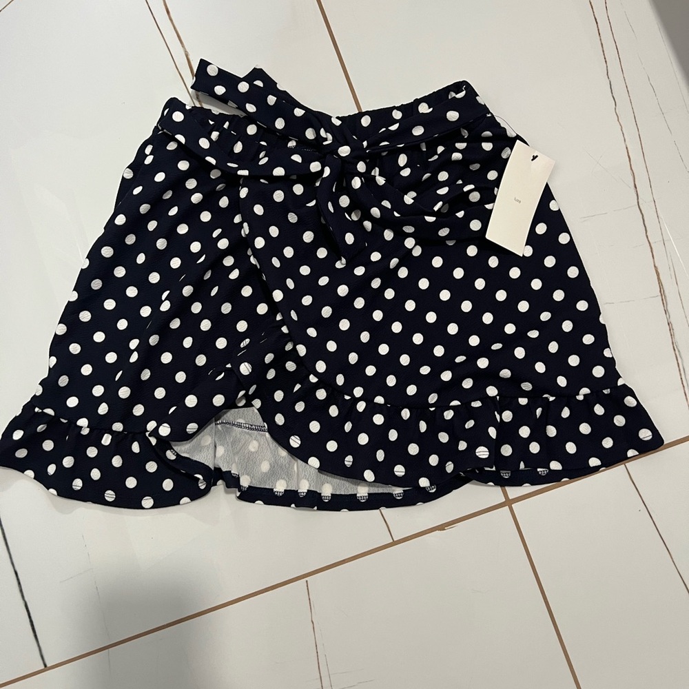 Navy Blue polka dot mini skirt